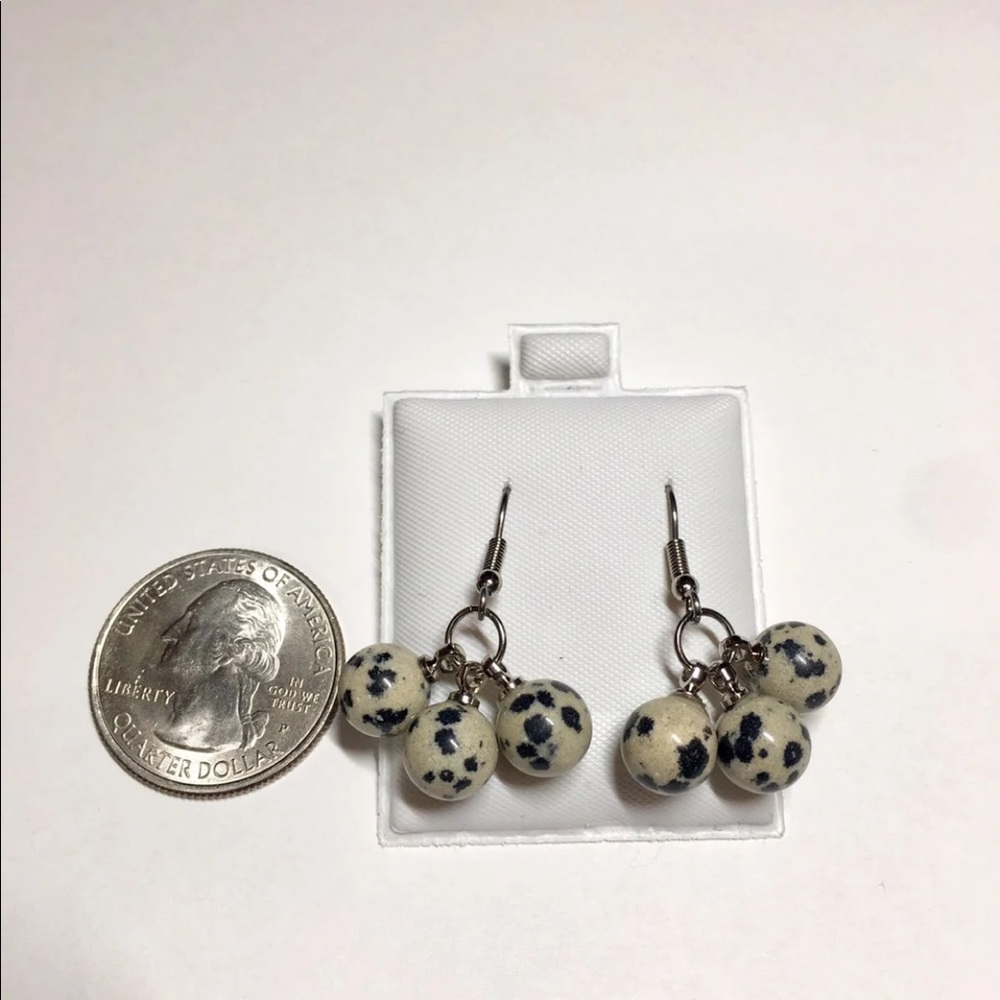 Dalmatian jasper stone earrings